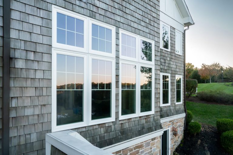 Vytex Potomac HP windows on a Cape Cod home at sunset