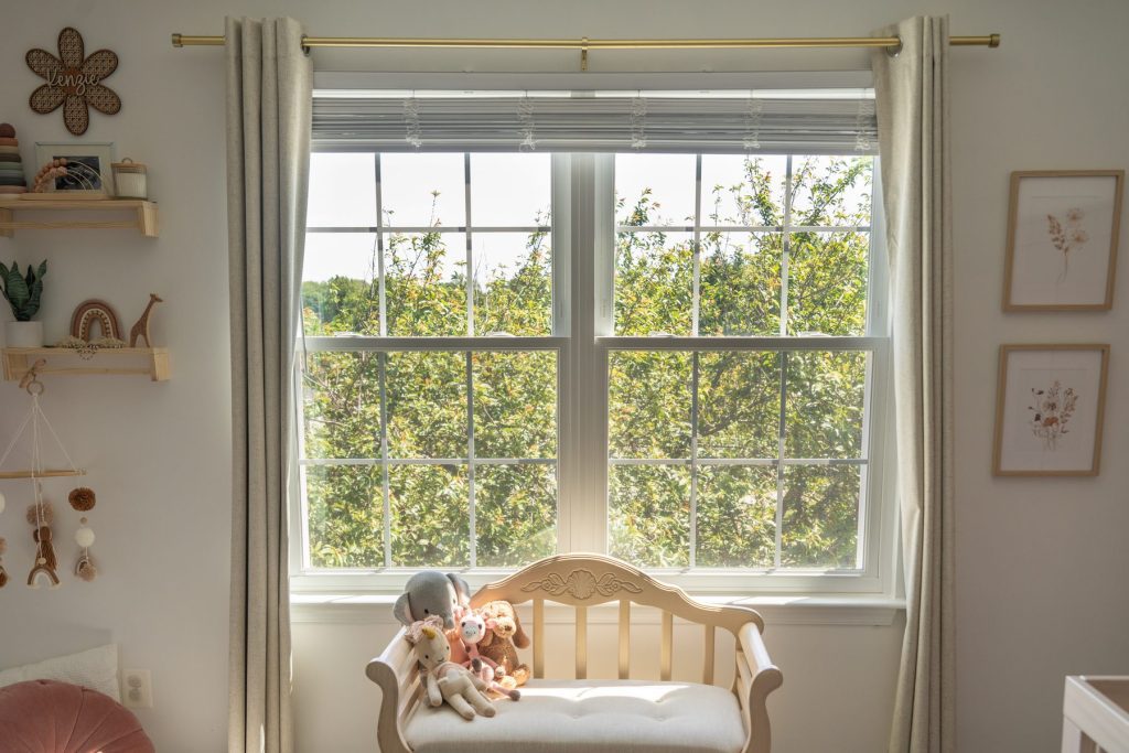 Vytex Fortis white window with grids in a child's room