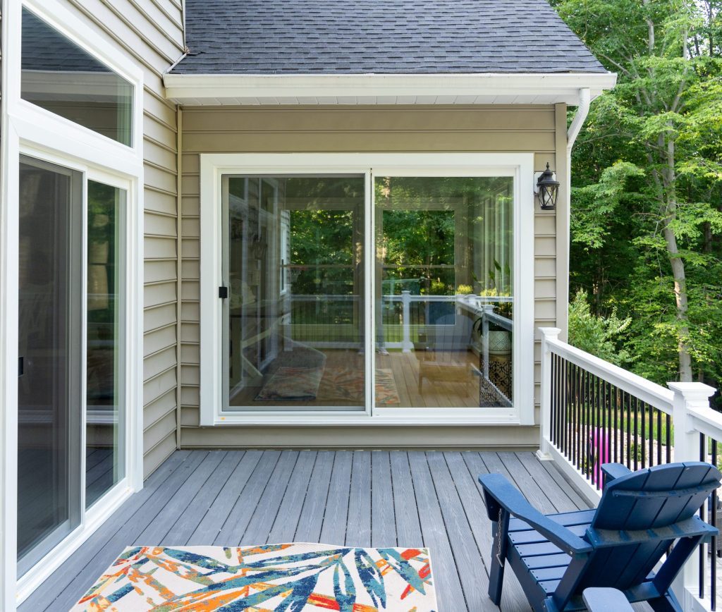 Vytex 7000 Series sliding glass door looking out to a deck